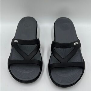 CROCS Black Sandals with Contoured Footbed and Slip-On Design